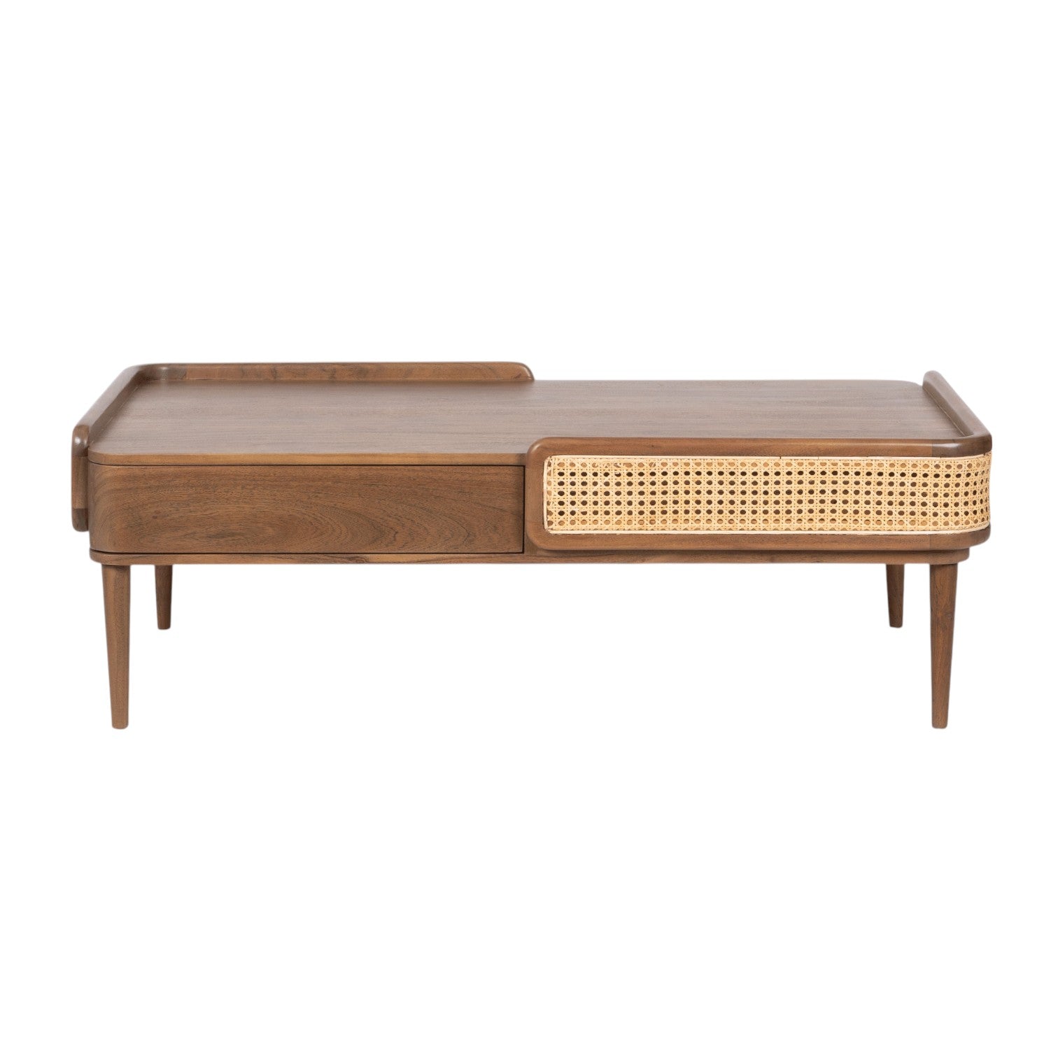 Linea Coffee Table | Handcrafted Mango Wood & Cane Living Room Table | Living Furn India