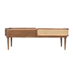 Linea Coffee Table | Handcrafted Mango Wood & Cane Living Room Table | Living Furn India