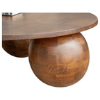 Orb Round Coffee Table | Handcrafted Mango Wood Living Room Centerpiece | Living Furn India