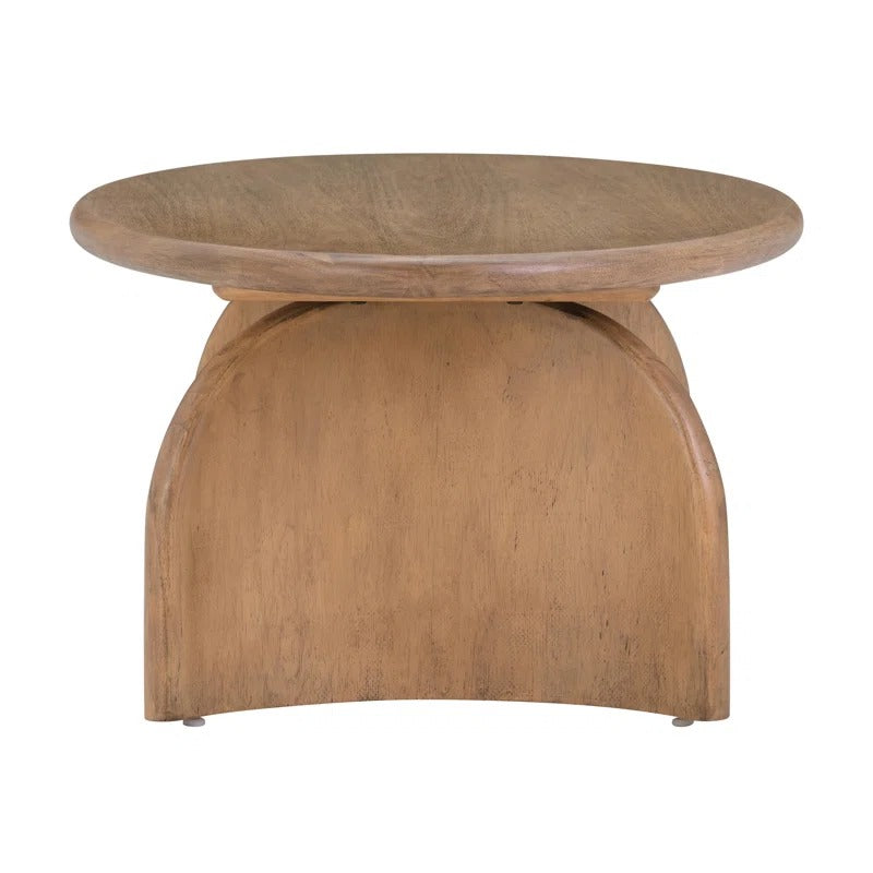 Oval Solid Wood Coffee Table | Modern Sculptural Base | Natural Wood Living Room Centerpiece | Living Furn India