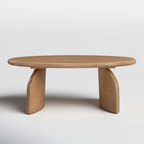 Oval Solid Wood Coffee Table | Modern Sculptural Base | Natural Wood Living Room Centerpiece | Living Furn India