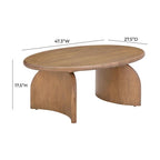 Oval Solid Wood Coffee Table | Modern Sculptural Base | Natural Wood Living Room Centerpiece | Living Furn India