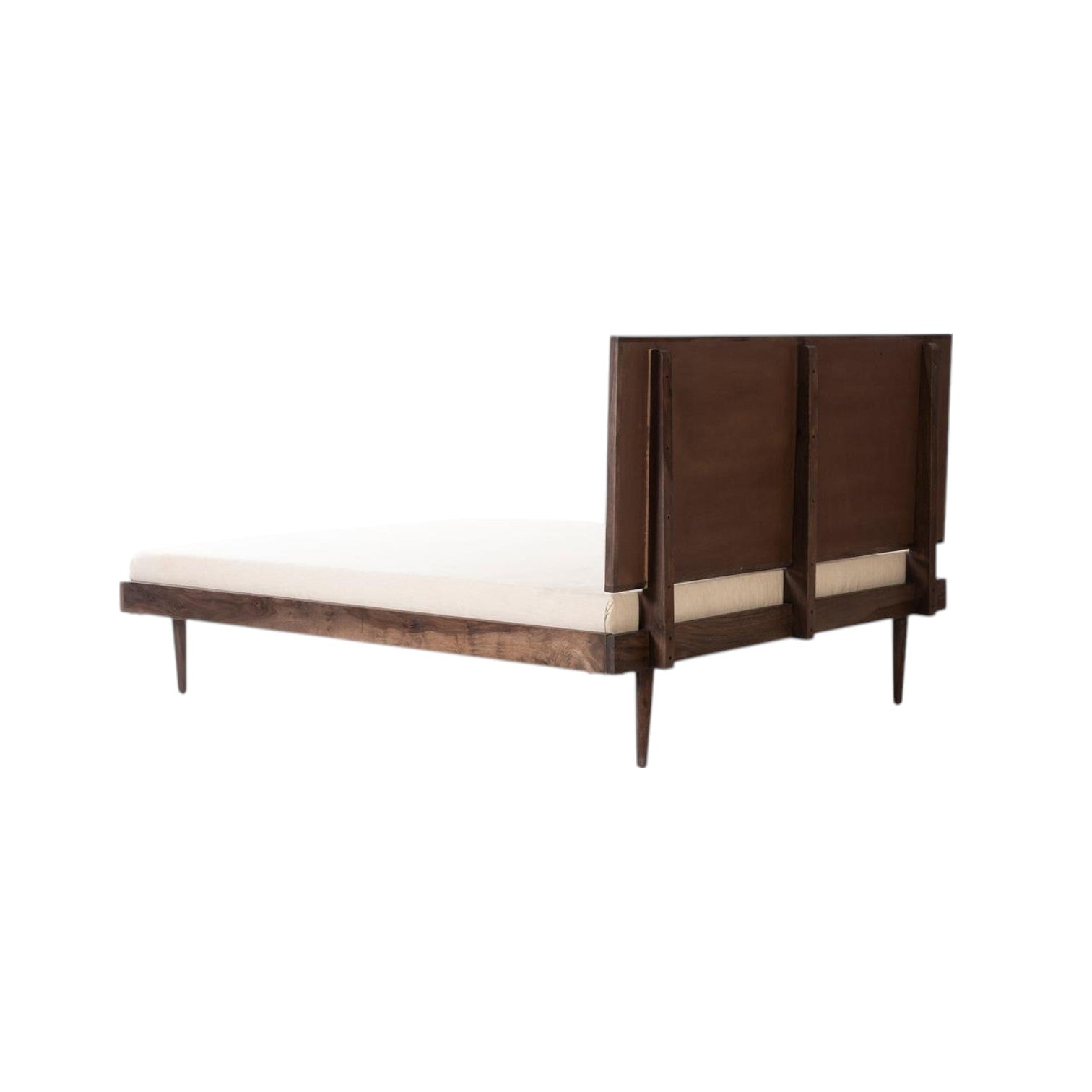 Prism Queen Bed | Handcrafted Sheesham Wood Bed with Geometric Headboard | Living Furn India