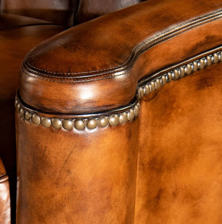 Majestique Renaissance Tufted Buffalo Leather Sofa – Premium 3-Seater by Living Furn India