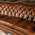Majestique Renaissance Tufted Buffalo Leather Sofa – Premium 3-Seater by Living Furn India
