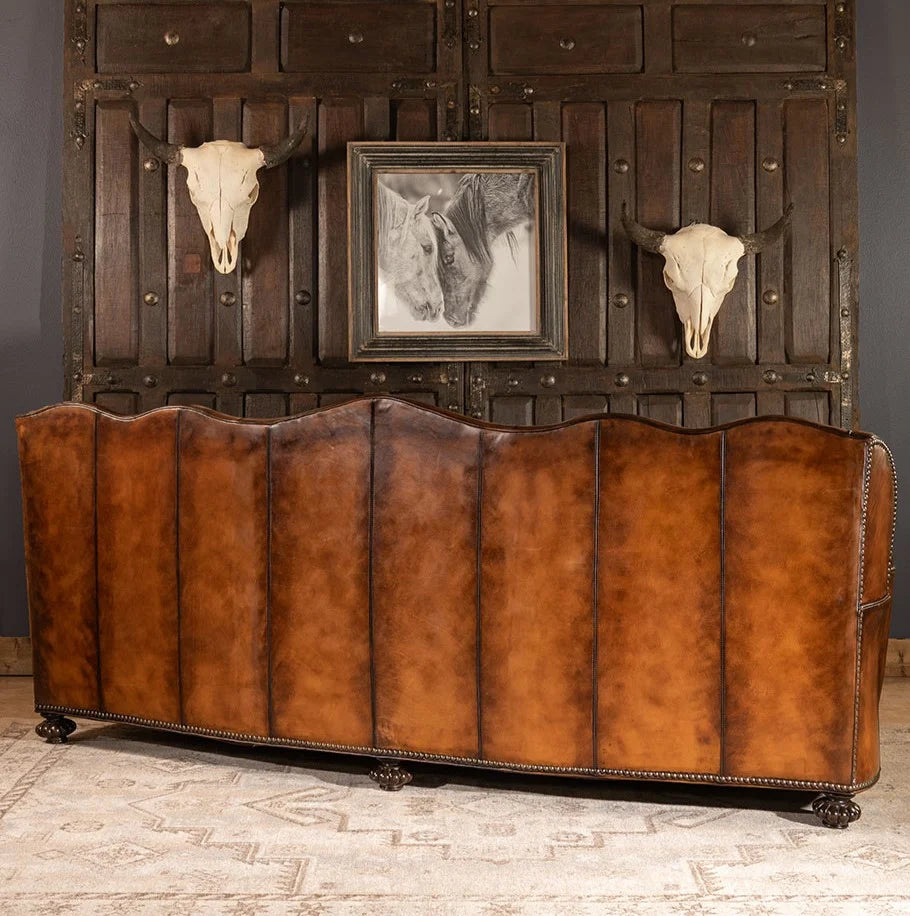 Majestique Renaissance Tufted Buffalo Leather Sofa – Premium 3-Seater by Living Furn India