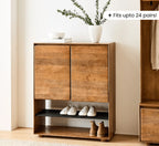 Nest 6-Tier Solid Mango Wood Shoe Cabinet – Handcrafted Organizer in Teak Finish by Living Furn India