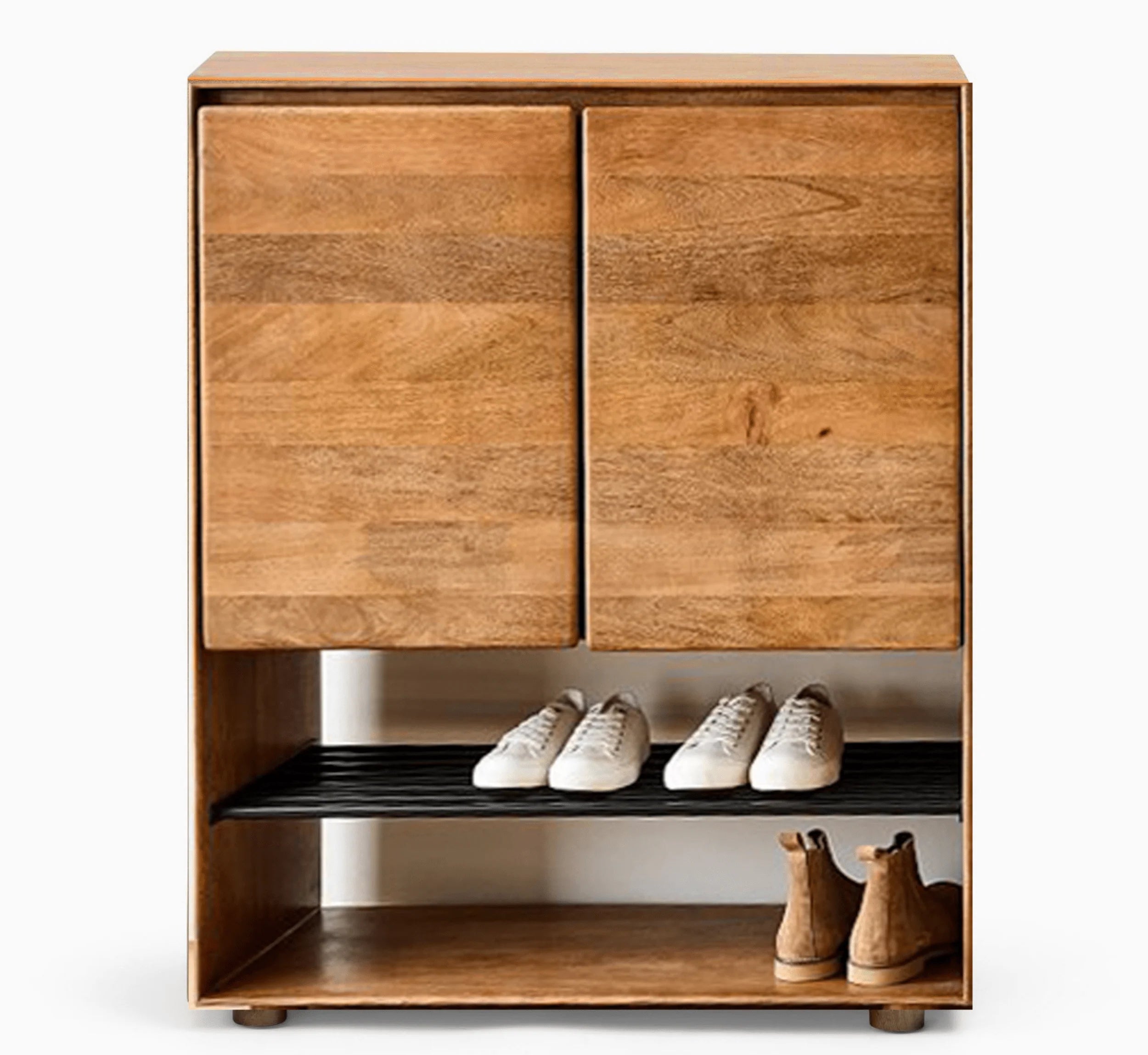 Nest 6-Tier Solid Mango Wood Shoe Cabinet – Handcrafted Organizer in Teak Finish by Living Furn India