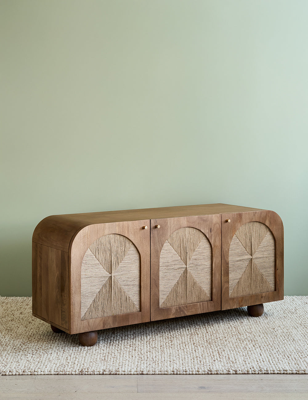 Arcadia Sideboard | Handcrafted Solid Mango Wood Cabinet with Woven Doors | Living Furn India