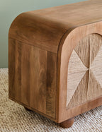 Arcadia Sideboard | Handcrafted Solid Mango Wood Cabinet with Woven Doors | Living Furn India