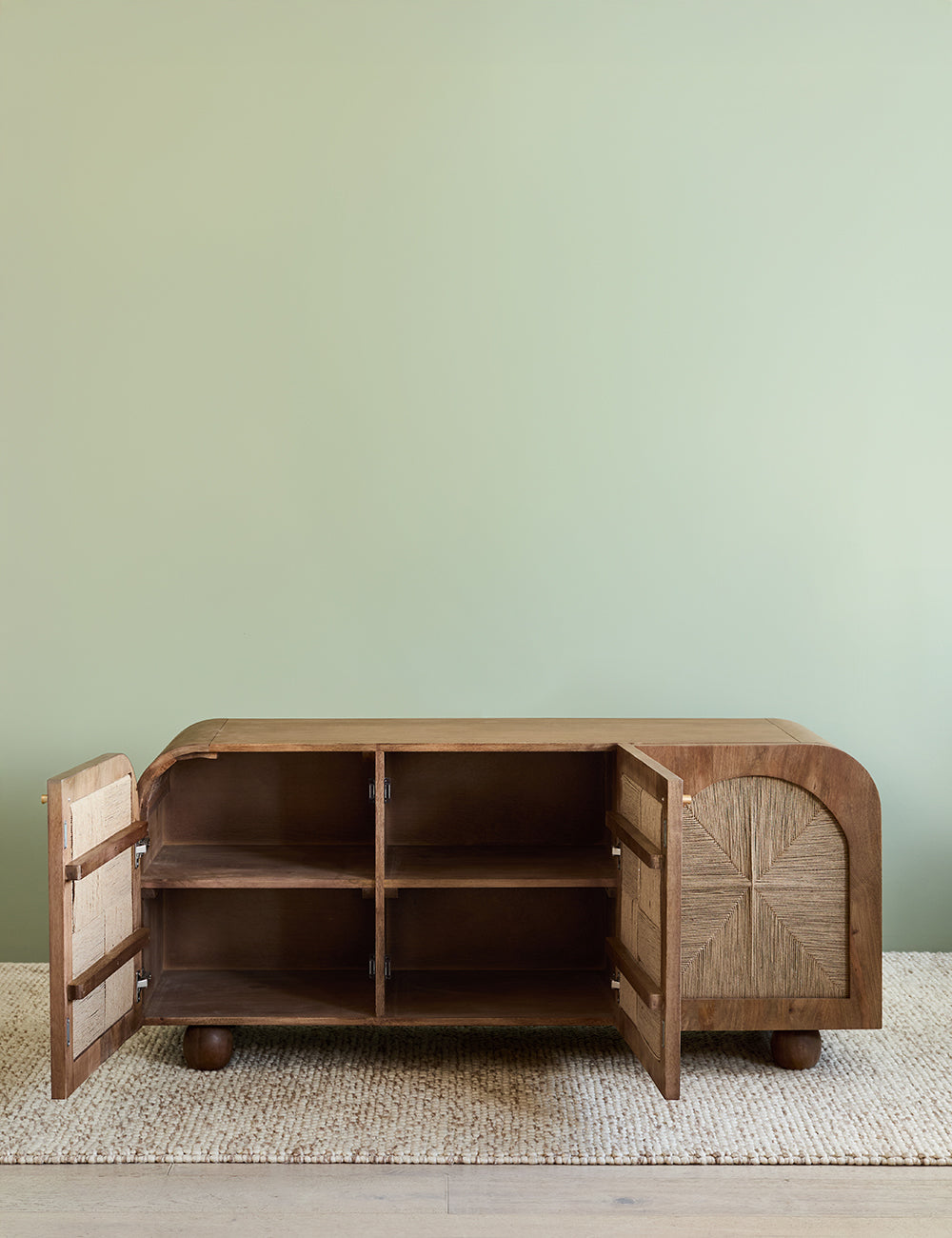 Arcadia Sideboard | Handcrafted Solid Mango Wood Cabinet with Woven Doors | Living Furn India