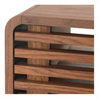 Mid-Century Modern Slatted Wood Coffee Table | Walnut Finish | Integrated Storage | Living Room Centerpiece | Living Furn India