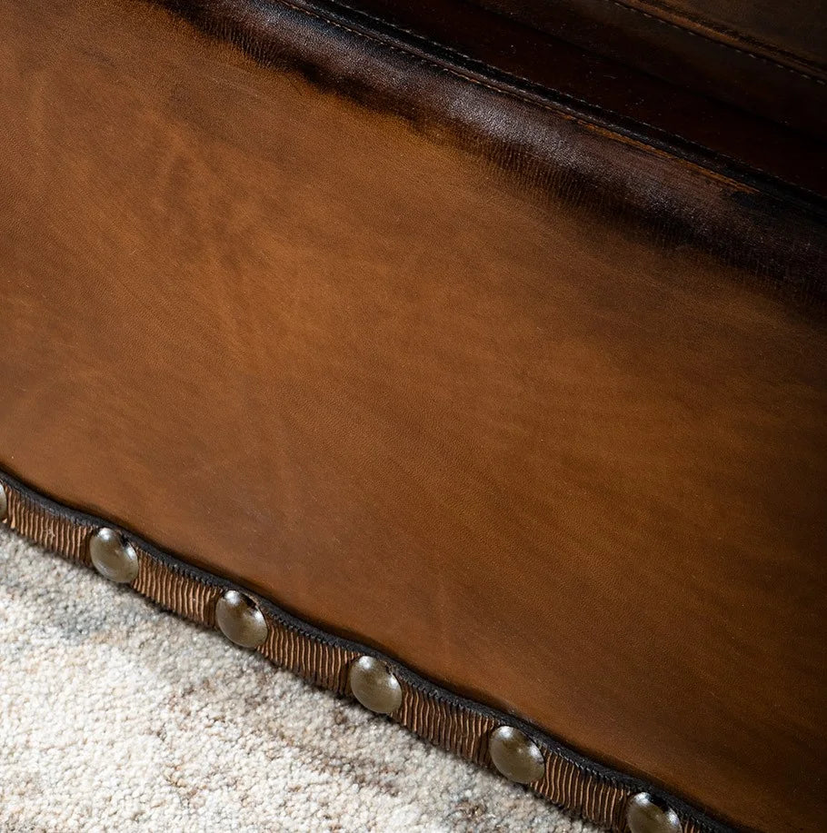 Artisan Vault Brown Leather 3-Seater Sofa – Handcrafted Heritage by Living Furn India