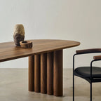 Evoque Classic Oval Solid Wood Dining Table – Brown Finish, 4-Seater by Living Furn India