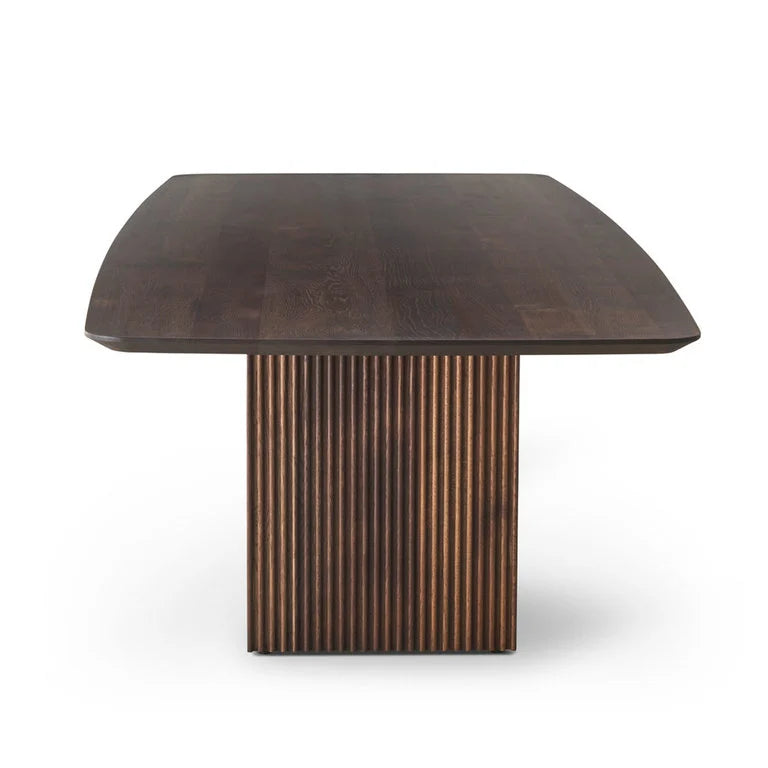 Regent Classico Solid Wood Dining Table – Brown Finish, Contemporary Design by Living Furn India