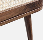 RetraVida Cane & Solid Mango Wood TV Unit – Walnut Finish, Handcrafted Media Console by Living Furn India
