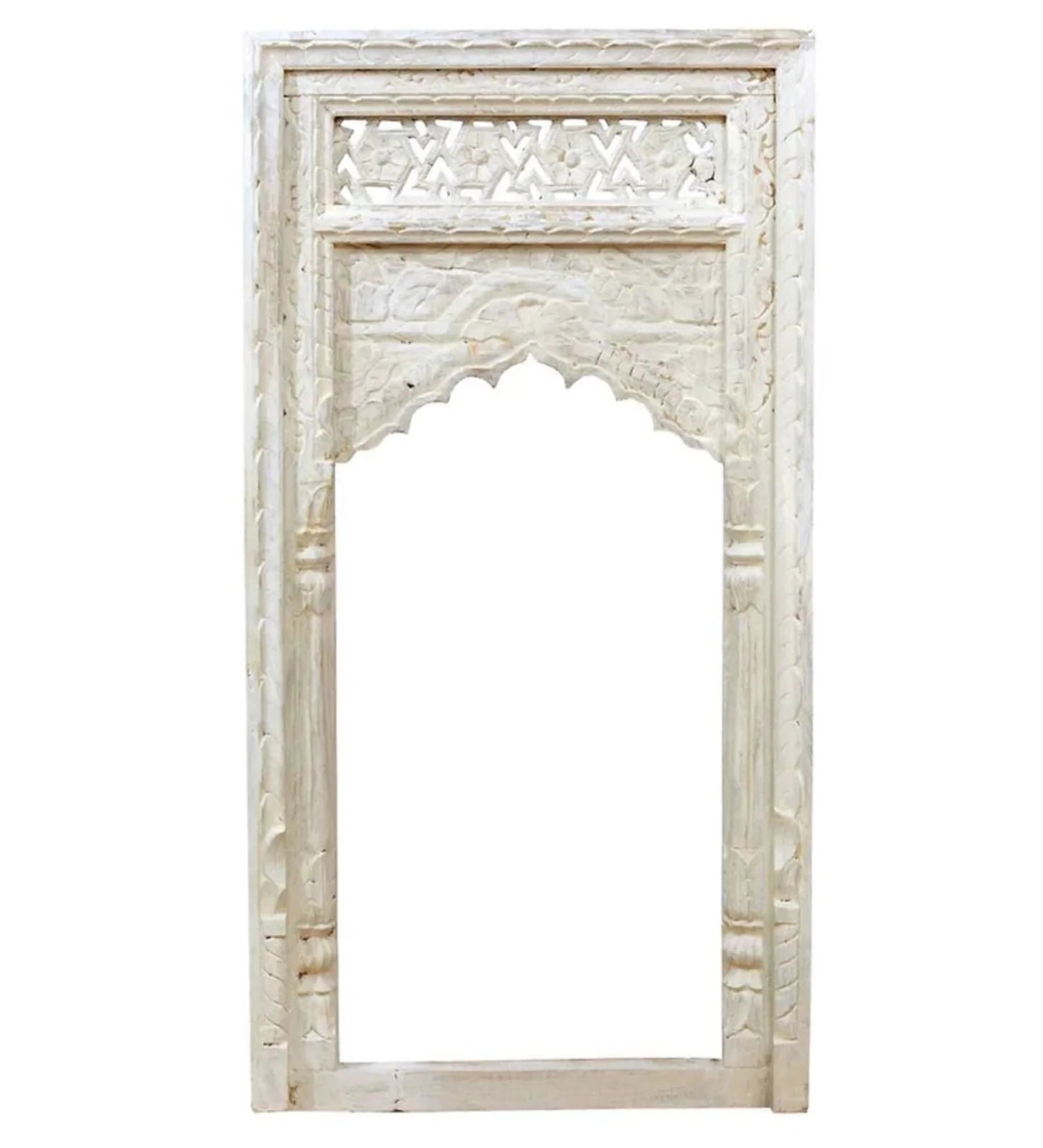 hand carved mirror, wooden frame mirror, walnut mirror, whitewash mirror, mehrab arch mirror, arched mirror, jali lattice mirror, full length mirror, wall mirror, entryway mirror, narrow mirror, decorative mirror, indian furniture, handmade mirror, artisan made mirror, premium wood mirror, quality mirror, durable mirror, sturdy mirror, timeless mirror, elegant mirror, statement mirror, ornate mirror, unique mirror, sculptural mirror, focal piece mirror, handcrafted in india, sustainable wood furniture, mehr