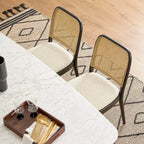 RattanGrove Mango Wood Dining Set with Rattan Chairs – Natural Finish, 4/6/8 Seater by Living Furn India