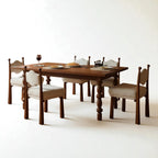 ModernaEra Mid Century Solid Wood Dining Set with Boucle Chairs – Versatile 4 & 6 Seater by Living Furn India