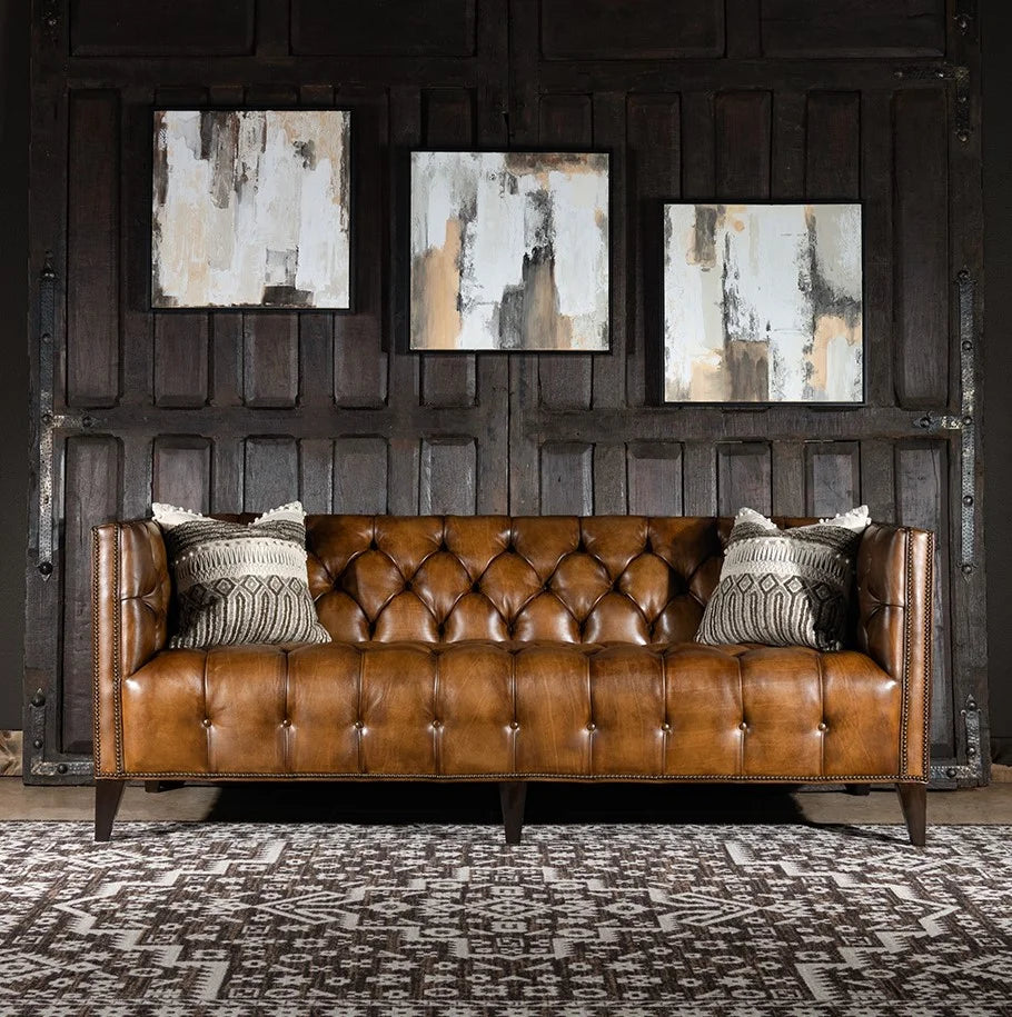 Kingston Tufted Buffalo Leather 3-Seater Sofa – Handcrafted Luxury by Living Furn India