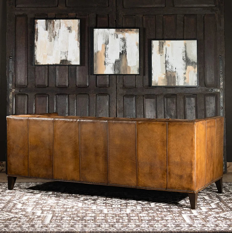 Kingston Tufted Buffalo Leather 3-Seater Sofa – Handcrafted Luxury by Living Furn India