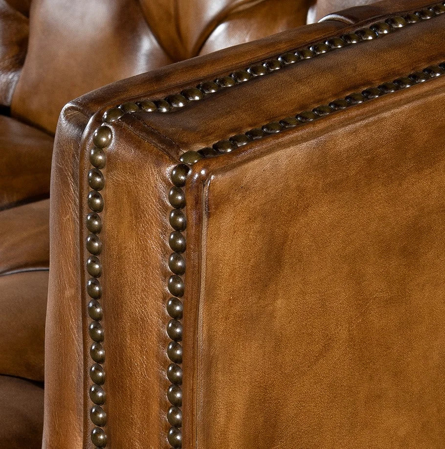 Kingston Tufted Buffalo Leather 3-Seater Sofa – Handcrafted Luxury by Living Furn India