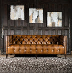 Kingston Tufted Buffalo Leather 3-Seater Sofa – Handcrafted Luxury by Living Furn India