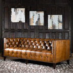 Kingston Tufted Buffalo Leather 3-Seater Sofa – Handcrafted Luxury by Living Furn India