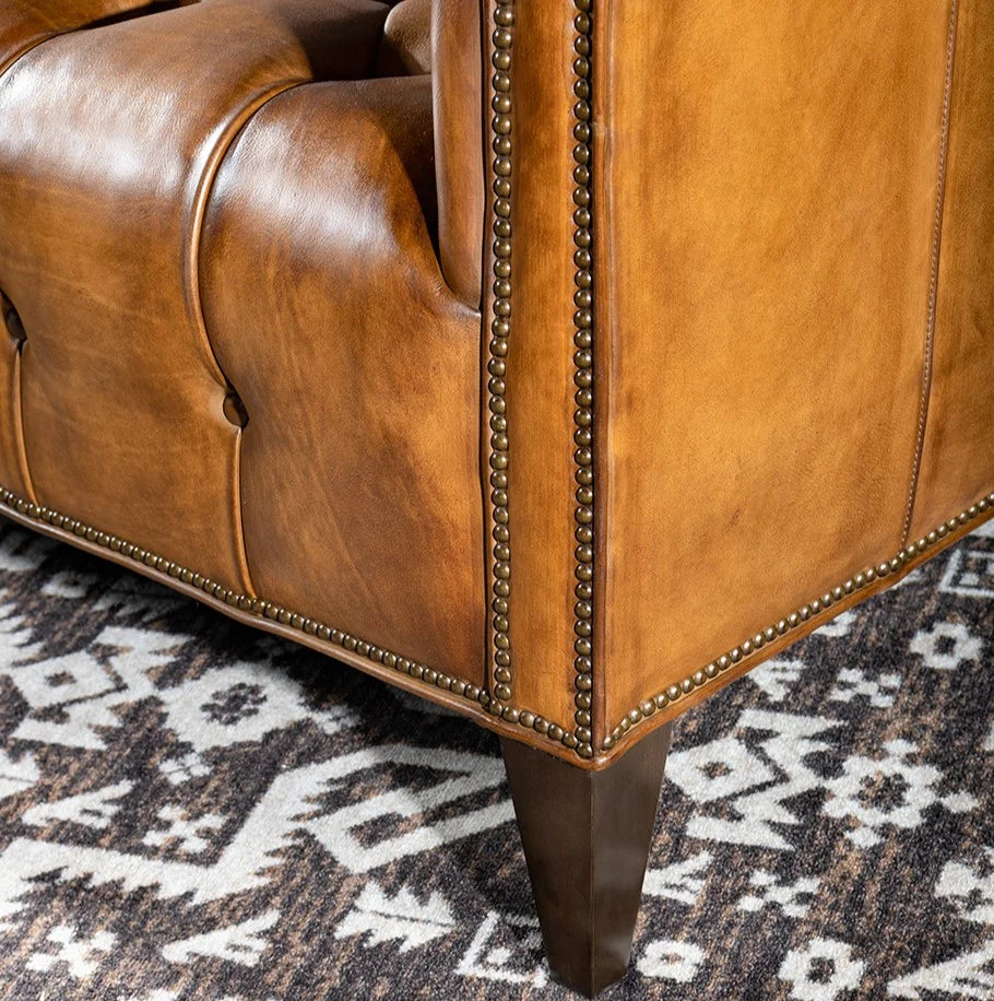 Kingston Tufted Buffalo Leather 3-Seater Sofa – Handcrafted Luxury by Living Furn India