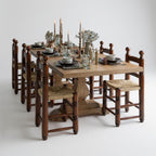 MangoVerve Solid Wood Dining Table Set – 4, 6, 8 Seater in Natural & Walnut Finish by Living Furn India