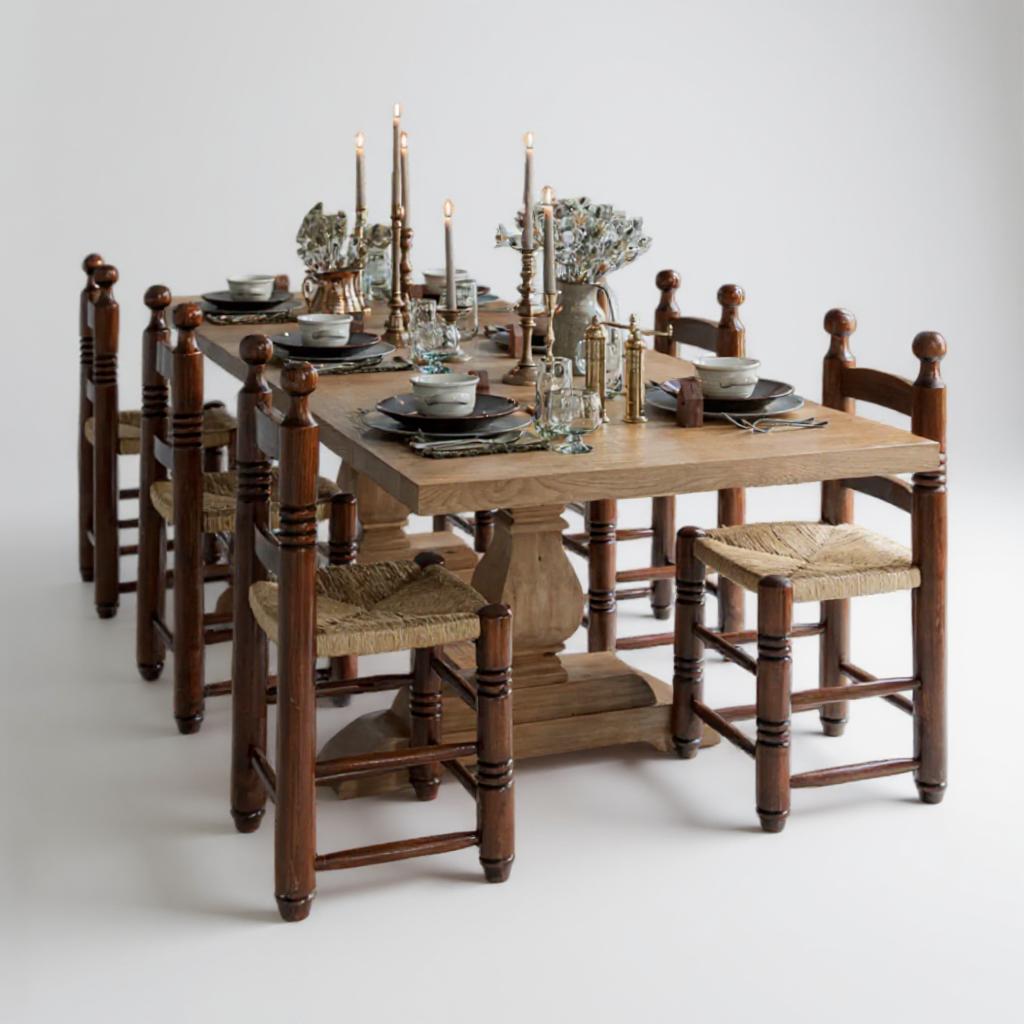 MangoVerve Solid Wood Dining Table Set – 4, 6, 8 Seater in Natural & Walnut Finish by Living Furn India