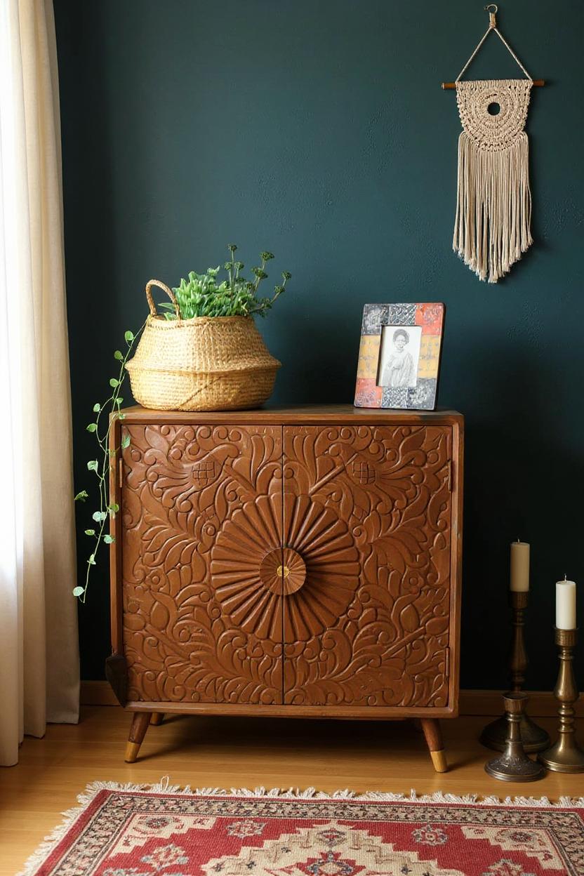 Mina Hand Carving Two Door Cabinet - Living Furn India