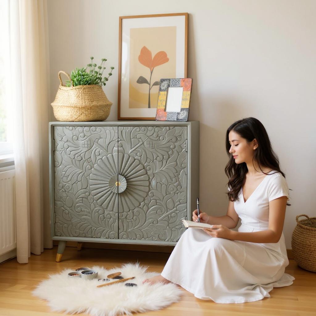 Mina Hand Carving Two Door Cabinet - Living Furn India