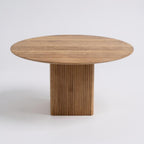 AuraNova Classic Round Solid Wood Dining Table – Brown Finish, 4-Seater by Living Furn India