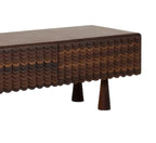MangoNest Solid Mango Wood Center Table with 2 Drawers – Dark Walnut Finish, Handcrafted by Living Furn India