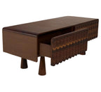 MangoNest Solid Mango Wood Center Table with 2 Drawers – Dark Walnut Finish, Handcrafted by Living Furn India