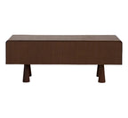 MangoNest Solid Mango Wood Center Table with 2 Drawers – Dark Walnut Finish, Handcrafted by Living Furn India