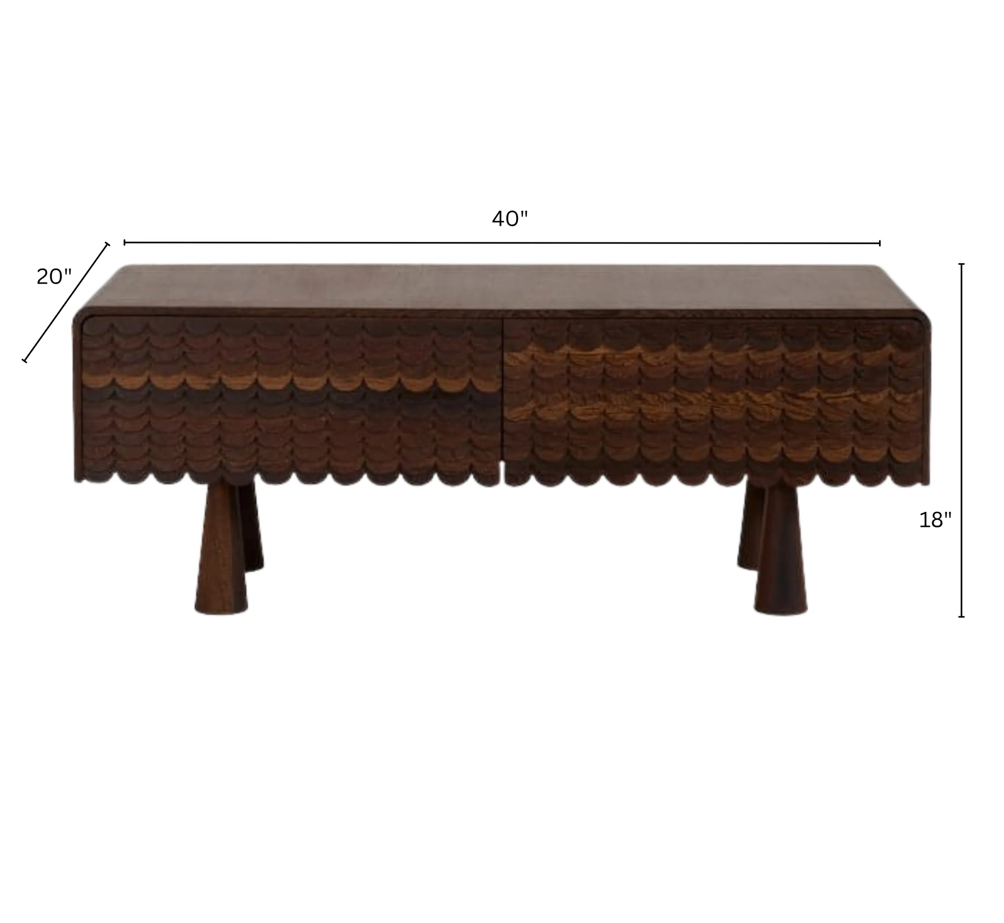 MangoNest Solid Mango Wood Center Table with 2 Drawers – Dark Walnut Finish, Handcrafted by Living Furn India