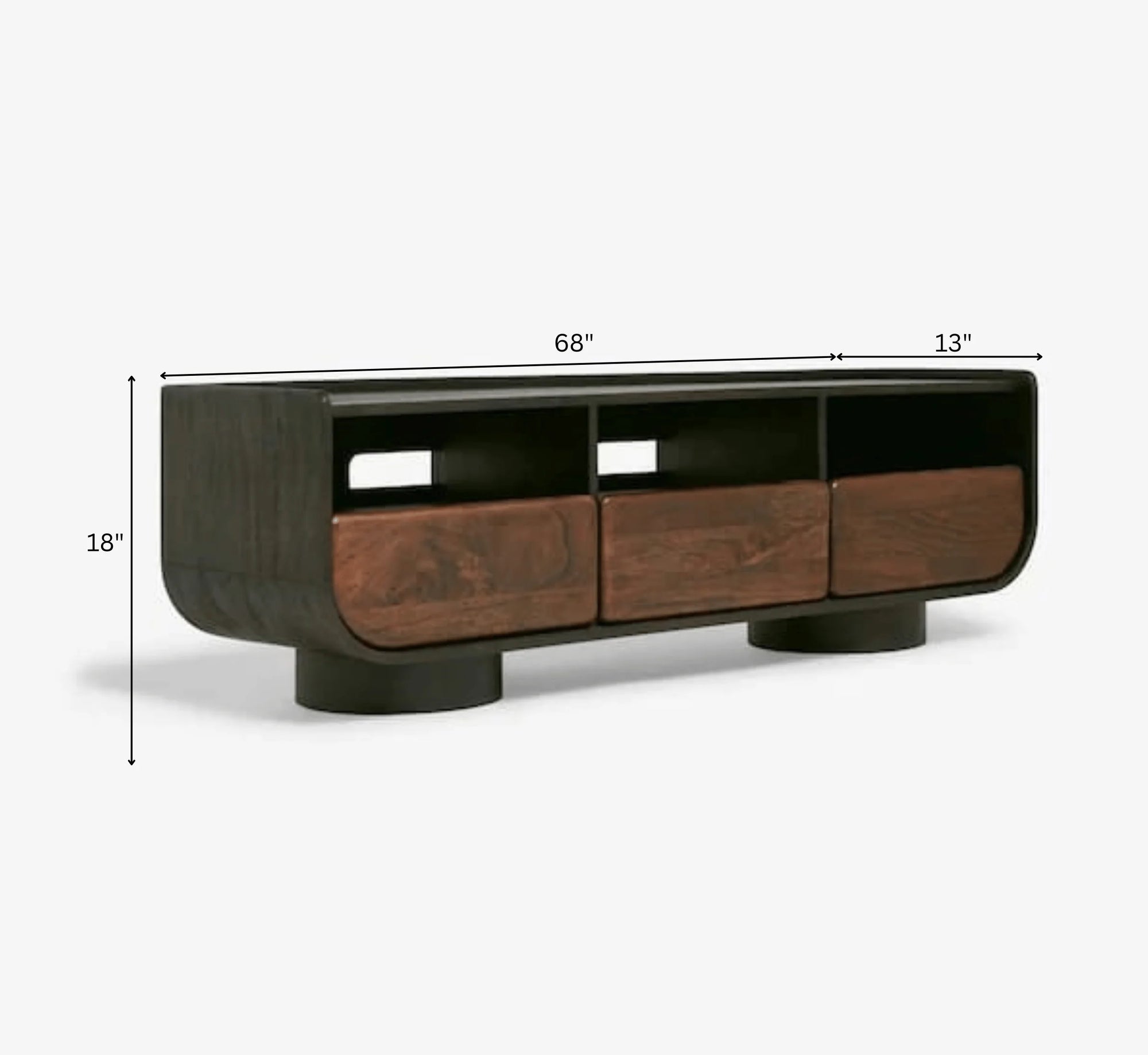 NoirModern Black-Walnut Solid Mango Wood TV Console – Handcrafted Entertainment Unit by Living Furn India