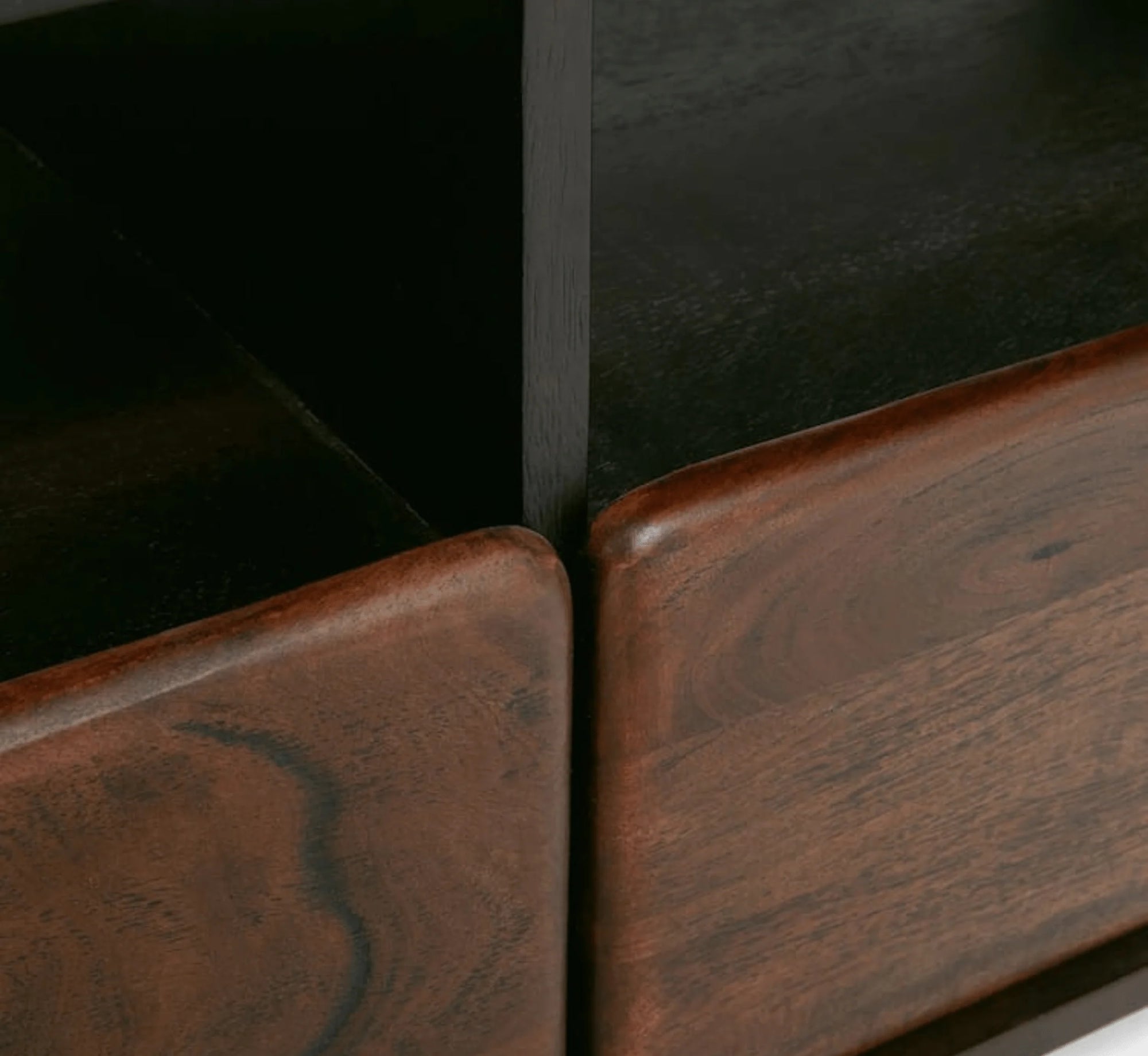 NoirModern Black-Walnut Solid Mango Wood TV Console – Handcrafted Entertainment Unit by Living Furn India