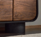 NoirModern Black-Walnut Solid Mango Wood TV Console – Handcrafted Entertainment Unit by Living Furn India
