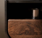 NoirModern Black-Walnut Solid Mango Wood TV Console – Handcrafted Entertainment Unit by Living Furn India