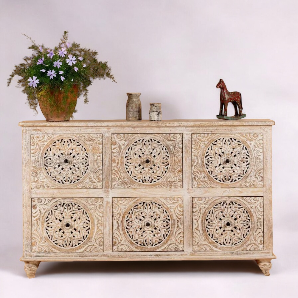 Charming antique white cabinets for vintage-inspired décor.
