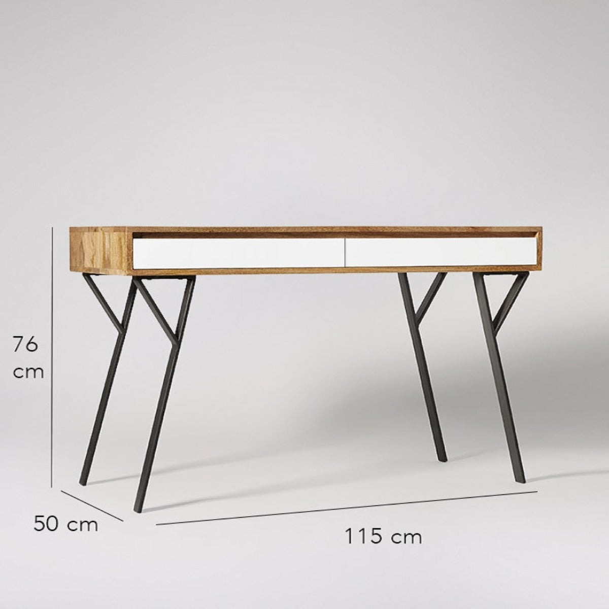 Two Drawer White & Natural Console Table