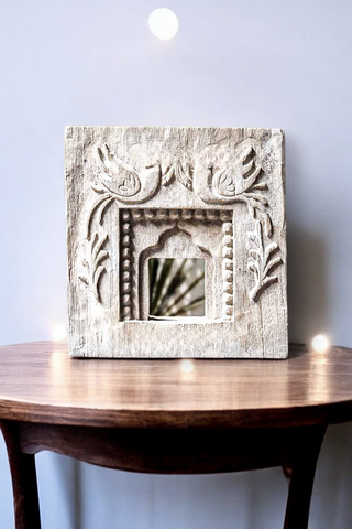 Temple Square Mirror Hand-Carved White