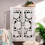 White Rustic Two Carving Door Cabinet Solid Wood - solid wooden cabinet