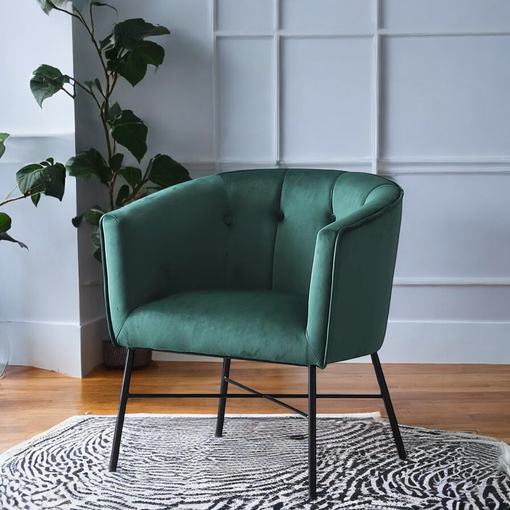 Chair in Emerald Green Velvet - Dining chair - wooden chair
