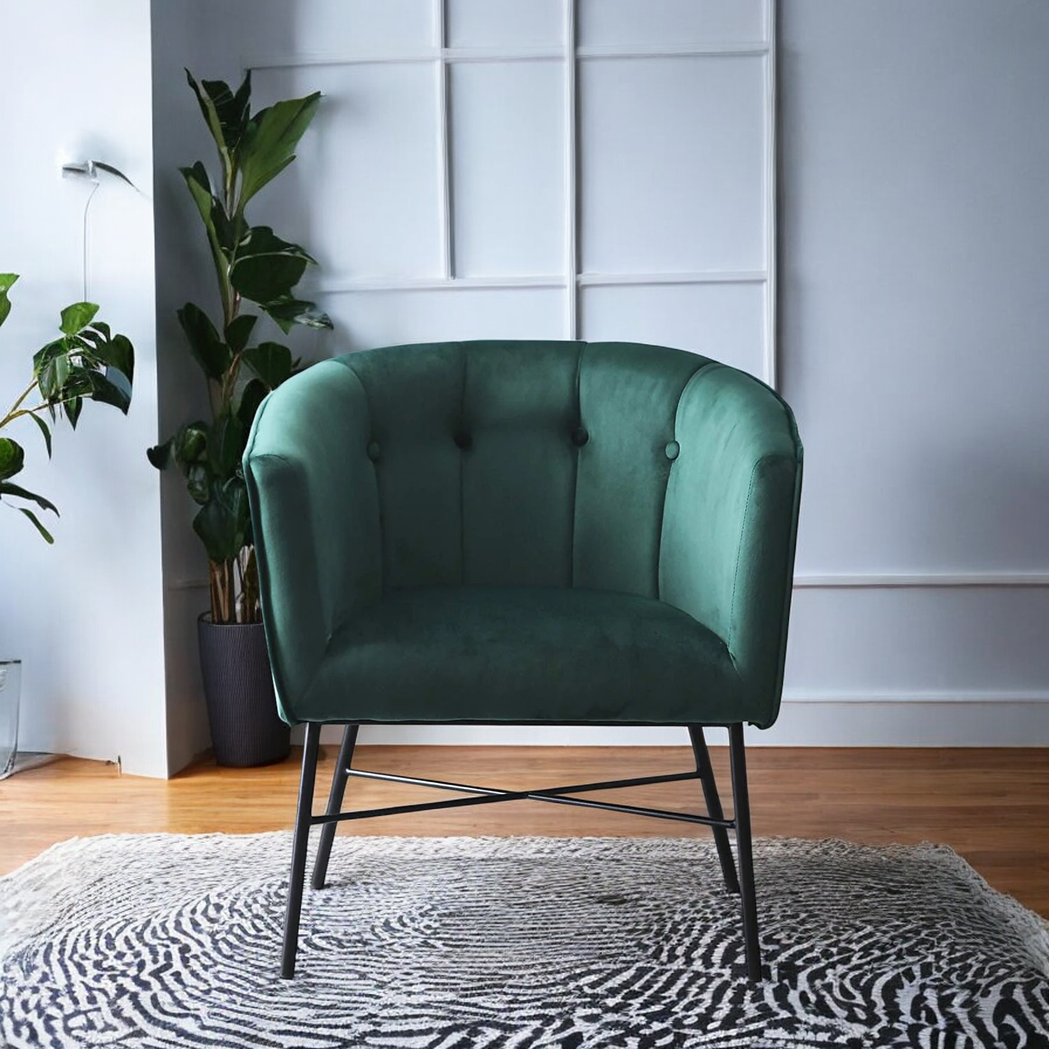 Chair in Emerald Green Velvet - Dining chair - wooden chair