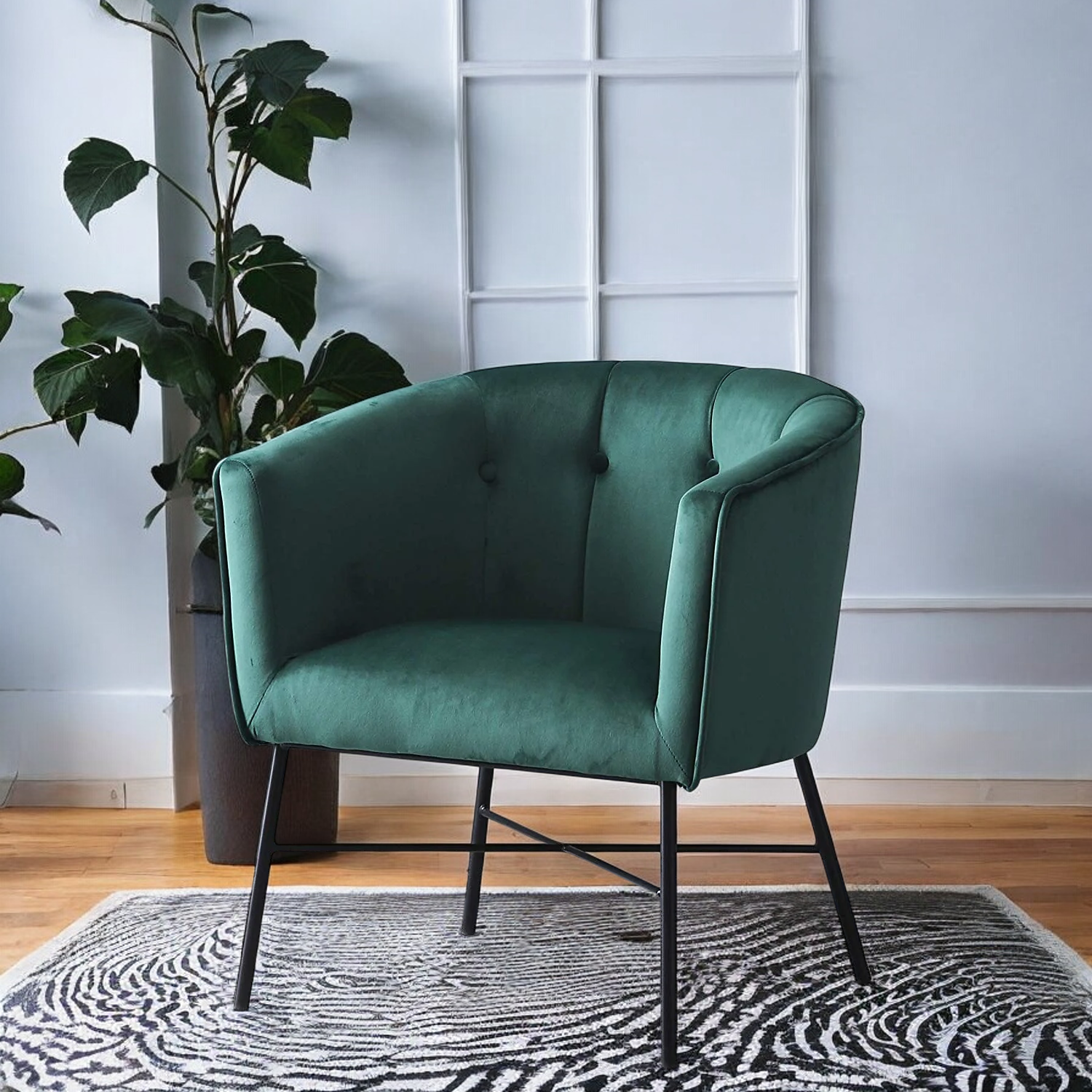 Chair in Emerald Green Velvet - Dining chair - wooden chair