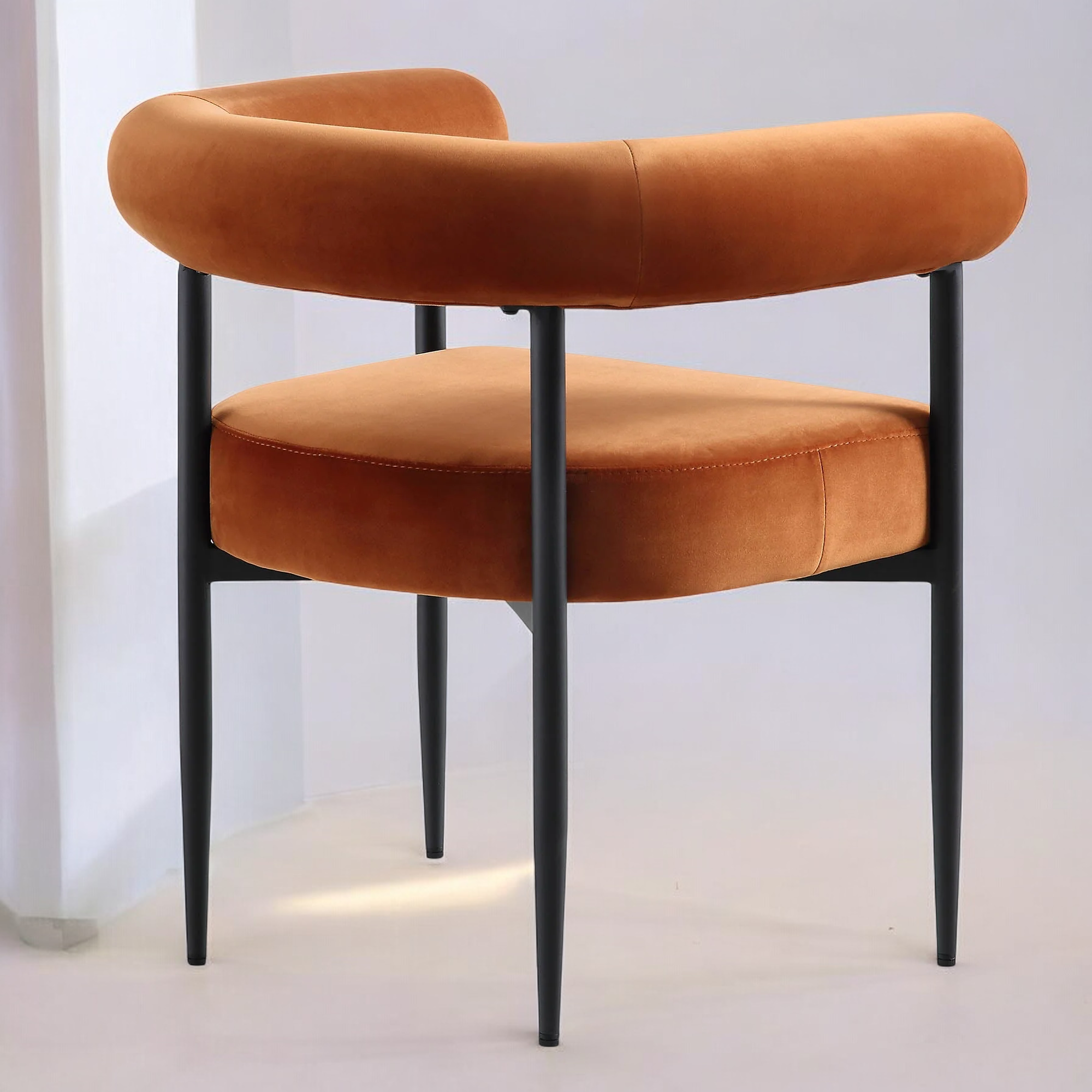 Velvet Dining Chair with Black Legs